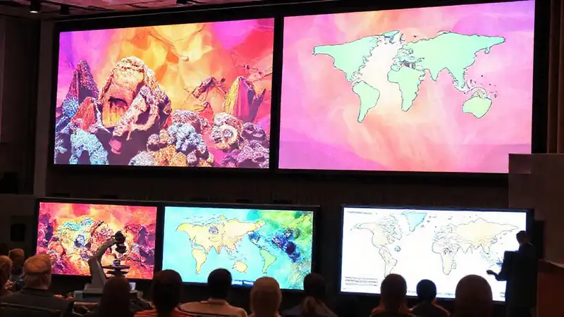 Presentación de geología con imágenes y mapas modernos