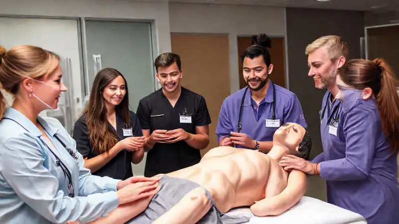 Estudiantes de fisioterapia practican habilidades clínicas variadas