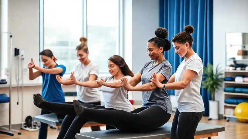 Estudiantes de fisioterapia colaboran en clínica moderna