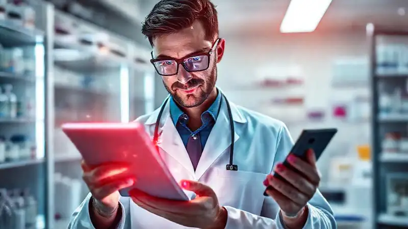 Profesional farmacéutico digital y tecnológico innovador