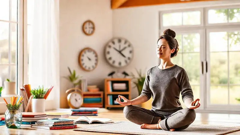 Persona equilibrada meditando en entorno armonioso