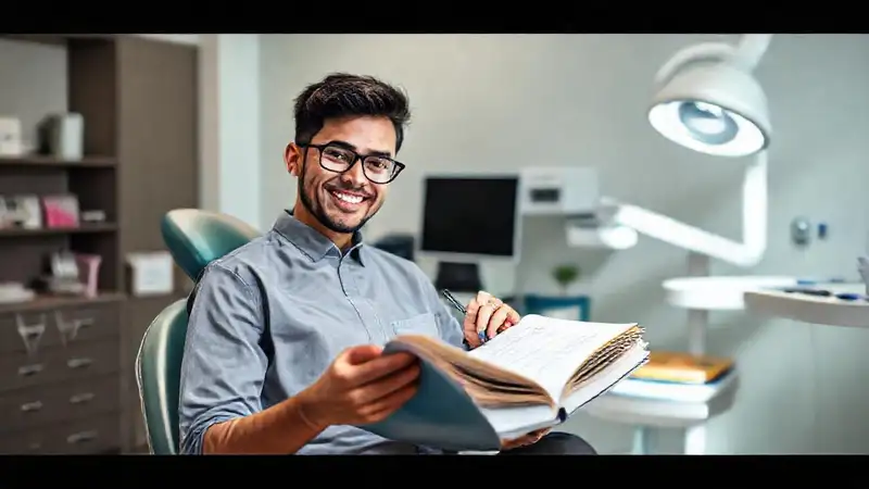 Estudiante estudiando dental en ambiente organizado y amigable