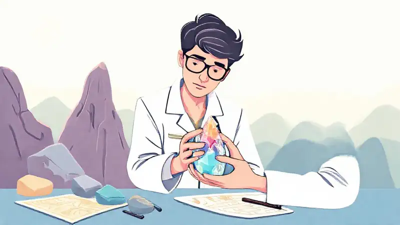 geólogo con cristales y técnicas relajantes