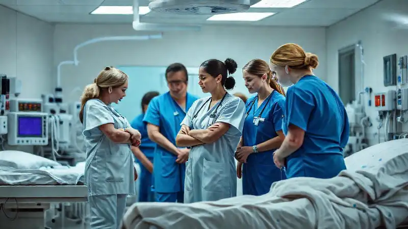 Enfermeras colaboran con empatía en emergencia hospitalaria