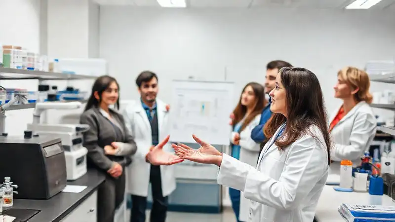 Farmacéutico presenta resultados en laboratorio moderno