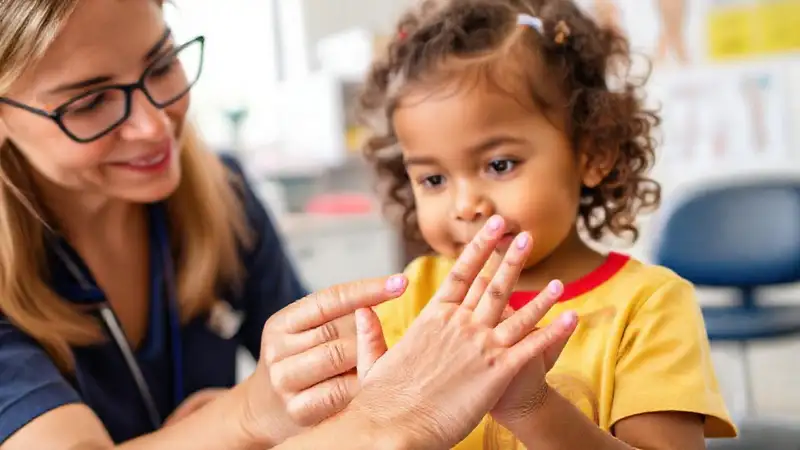 Niño realiza ejercicios con guía terapéutica