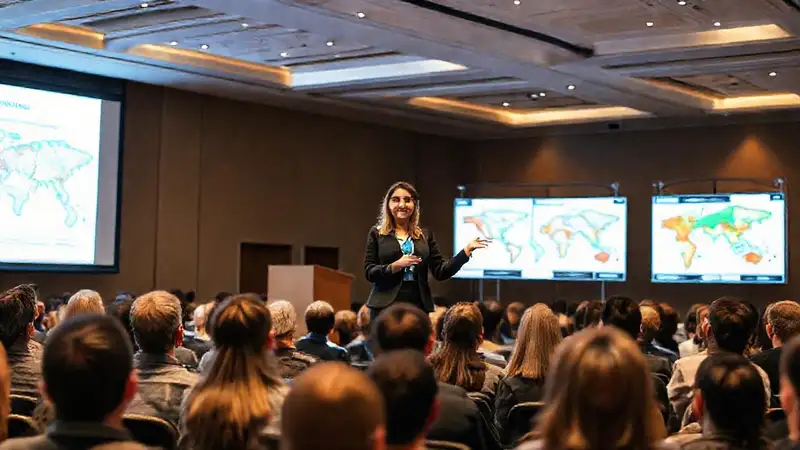 Geóloga presenta en conferencia con confianza y claridad