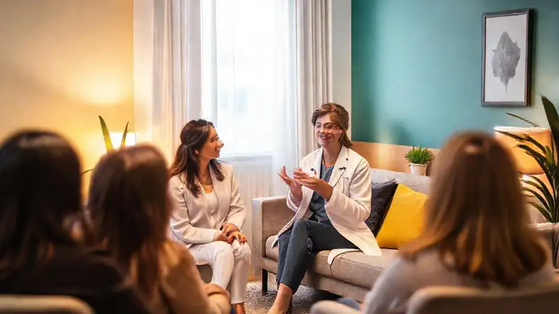 Terapeuta en ambiente cálido y acogedor