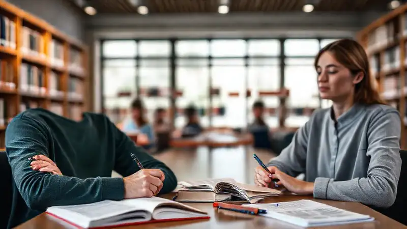 Estudiantes concentrados con estudio y calma
