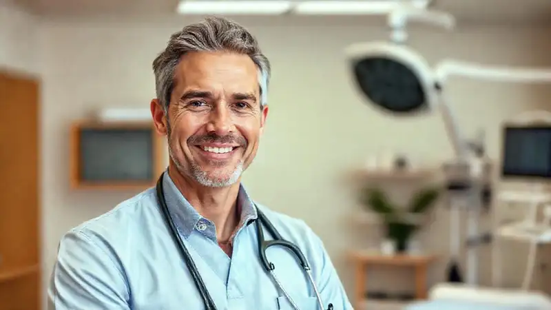 Profesional de salud confiable y amigable en consulta