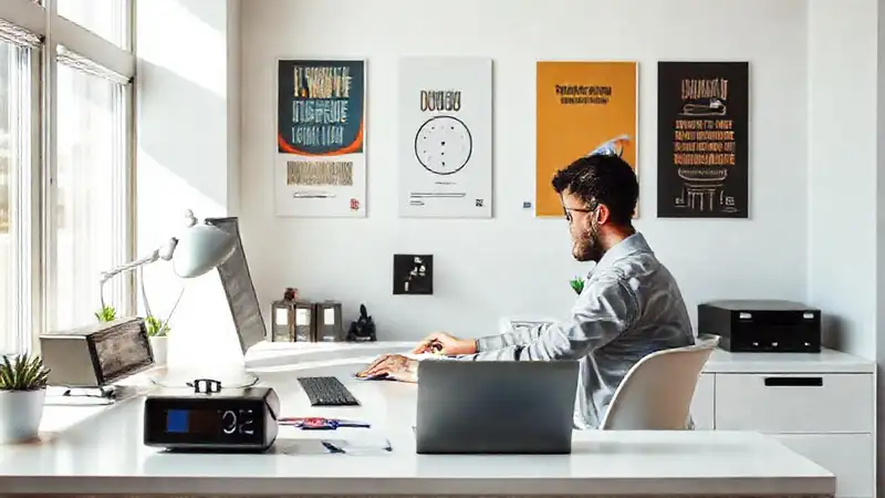Persona enfocada en un escritorio organizado y moderno