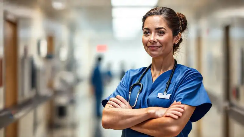 Enfermera calma y profesional en hospital
