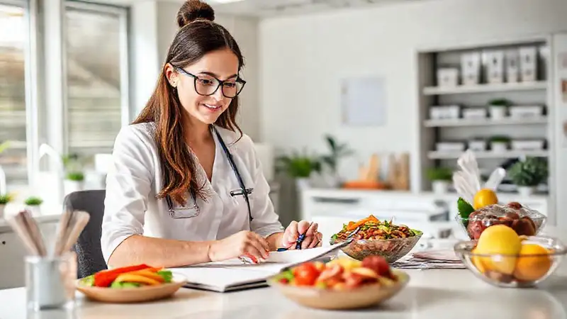 Estudiante de nutrición en un entorno motivador