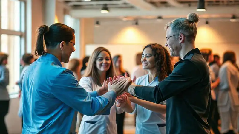 Terapeutas colaborando en ambiente positivo