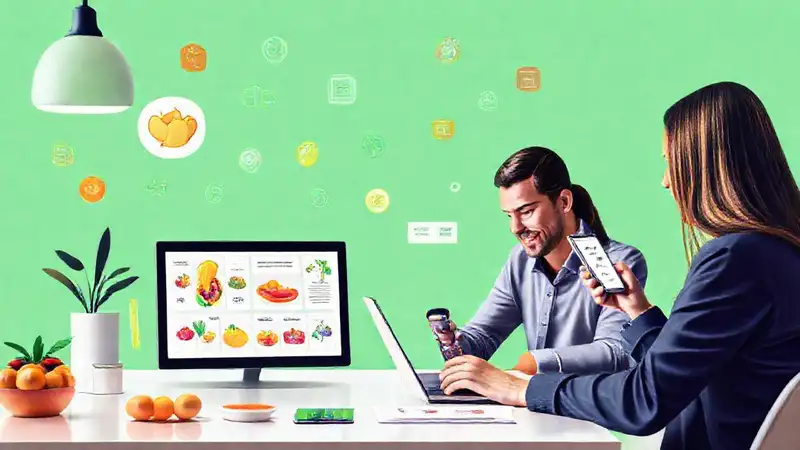 Negocio moderno de nutrición con marketing digital vibrante