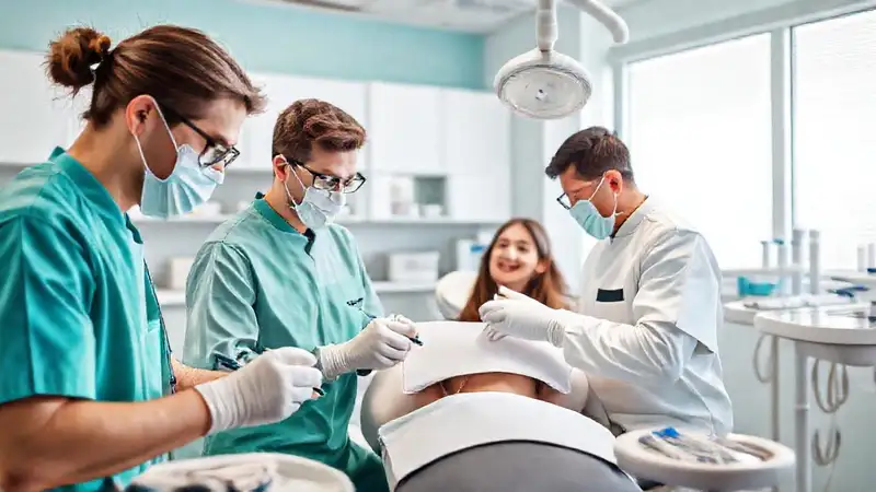 Escena de taller dental en clínica moderna