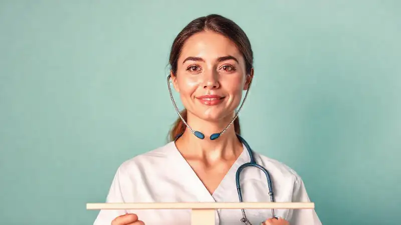 Enfermera equilibrando con esperanza y calma