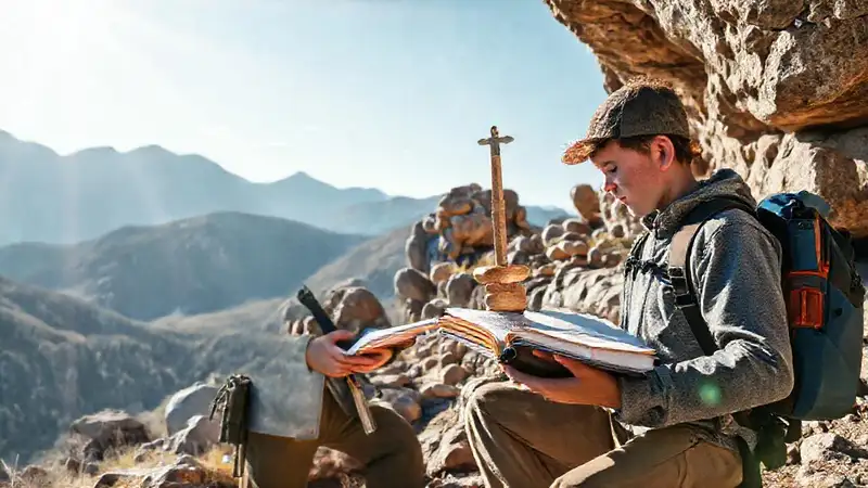 Estudiante de geología en la naturaleza