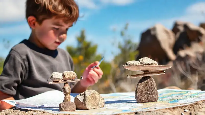 Estudiante estudia rocas en naturaleza motivadora