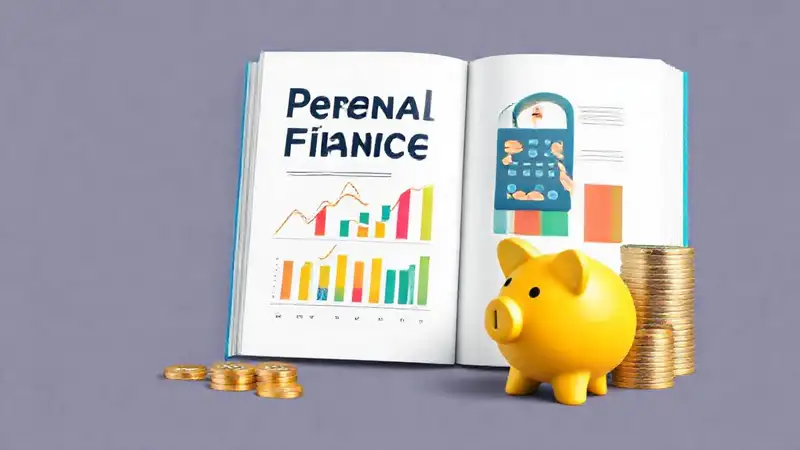 Libro sobre finanzas personales con gráficos y símbolos