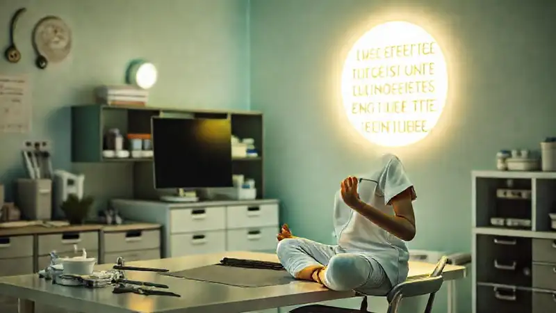 Enfermera meditando en un entorno saludable y calmado