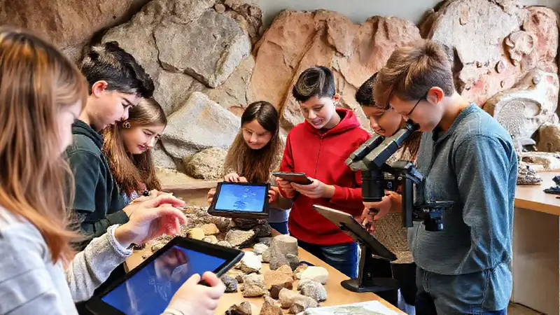 Taller de geología con estudiantes y tecnología