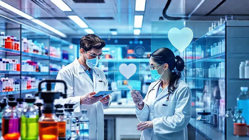 Laboratorio farmacéutico moderno y colaborativo innovador