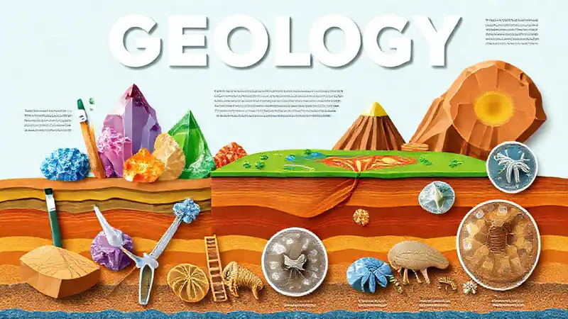 Portada educativa de geología colorida y clara