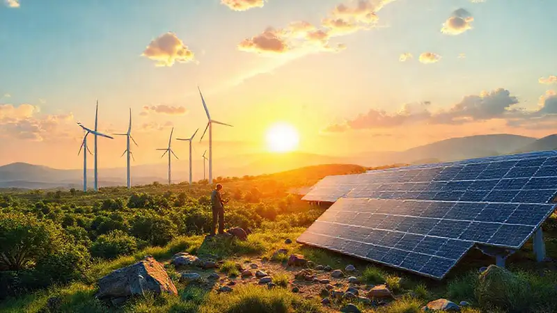 Tecnologías renovables en paisaje natural y estudio