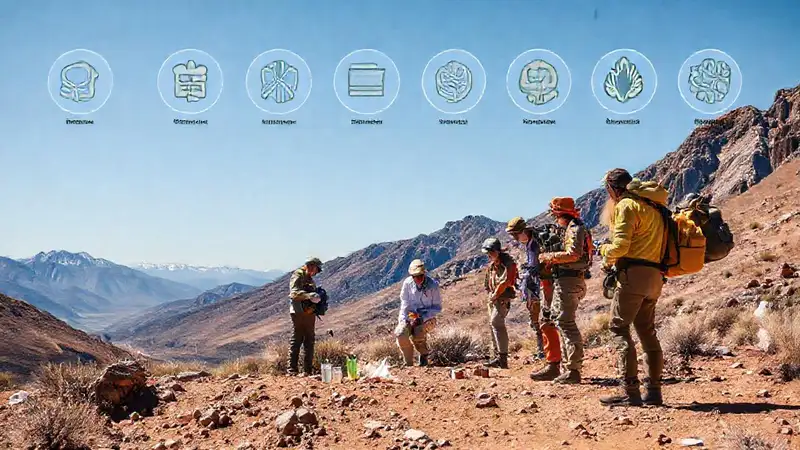 Sitio de estudio geológico con científicos colaborando