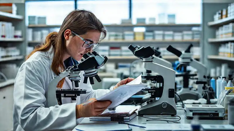 Investigador recoge datos en laboratorio científico
