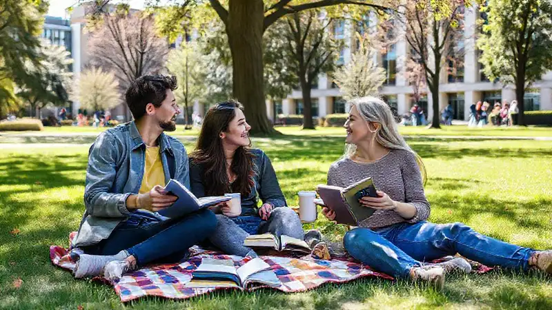 Estudiantes relajados disfrutando en el parque