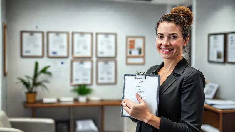 Terapeuta profesional en oficina ordenada y moderna