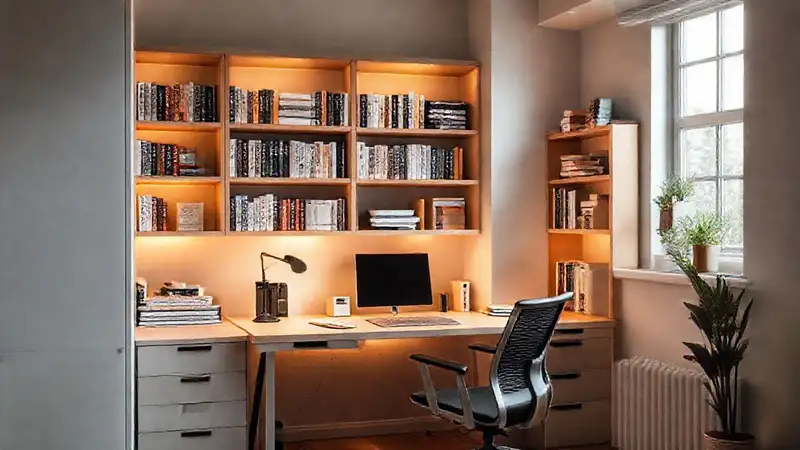 Rincón de estudio acogedor y bien iluminado