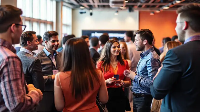 Evento profesional con diversidad y colaboración dinámica
