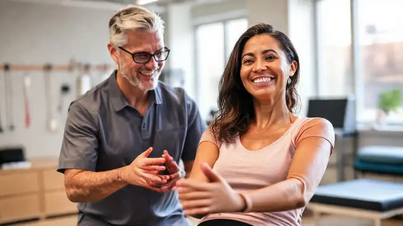 Fisioterapeuta motiva recuperación con apoyo y tools