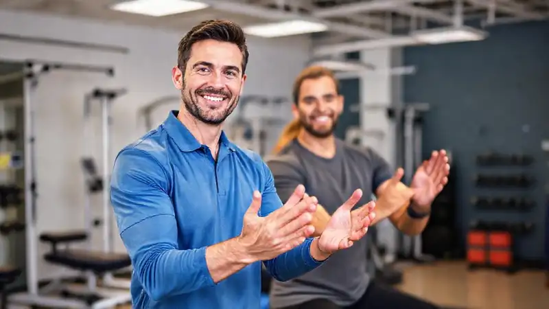 Terapeuta deportivo en clínica moderna y profesional