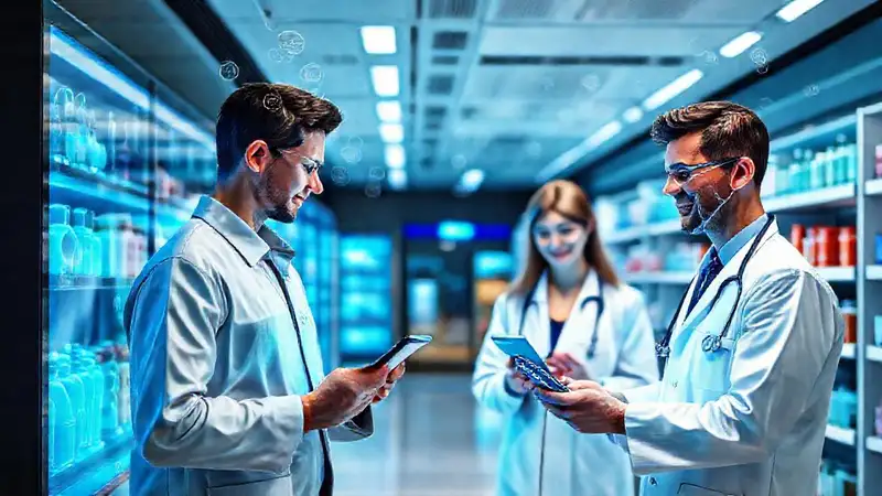 Farmacia moderna con tecnología y diseño futurista