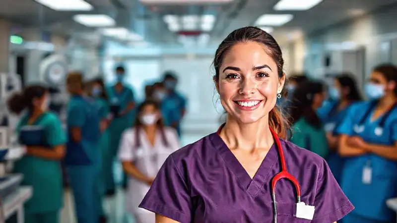 Enfermeros rotativos en hospital moderno y profesional