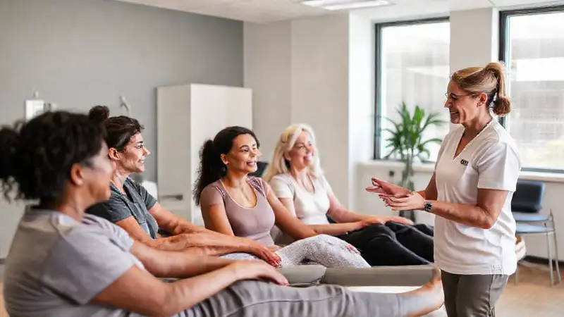 Sesión de fisioterapia en ambiente positivo y moderno