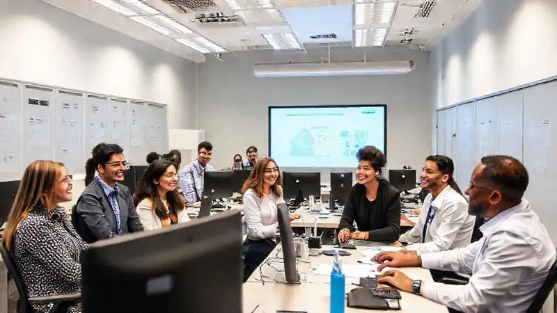 Entorno de laboratorio profesional y colaborativo brillante