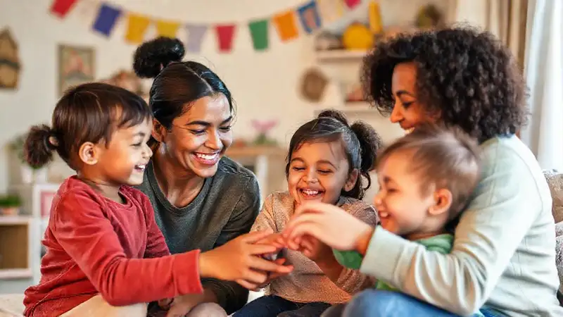 Familia unida disfrutando en ambiente cálido