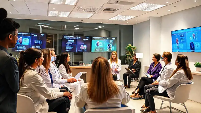 Terapeuta profesional en clínica moderna colaborando