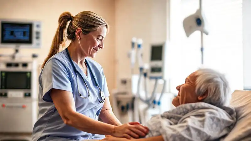 Enfermera y paciente conversan con empatía