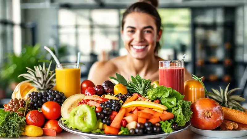 Comida saludable y activa con energía y brillo