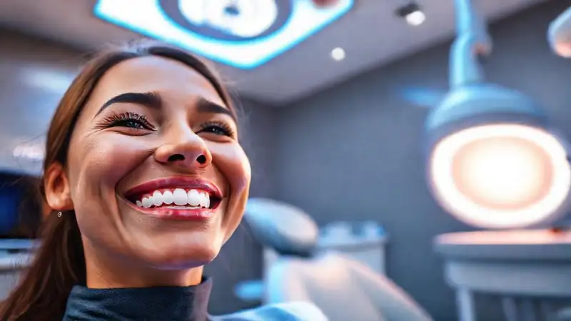 Clínica dental moderna con sonrisa radiante