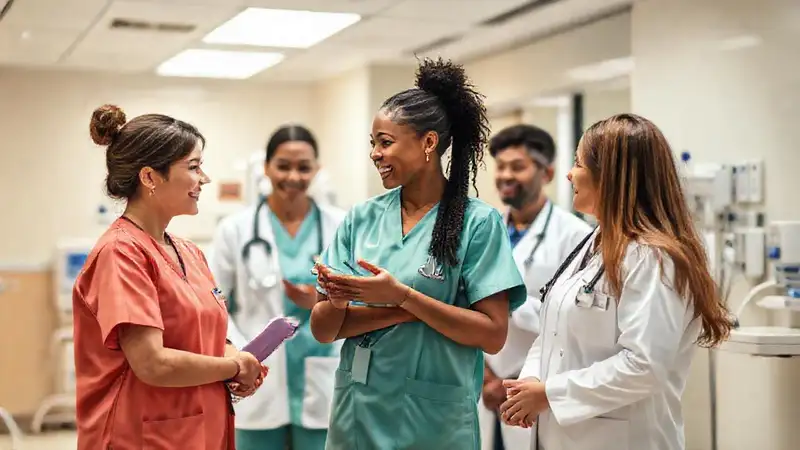 Sesión de mentoría enfermera en hospital colaborativo