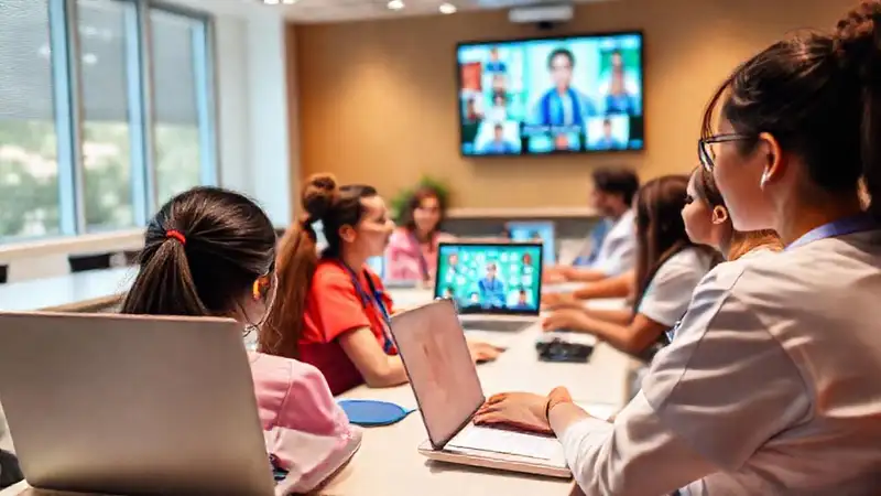 Estudiantes de enfermería en webinar virtual educativa