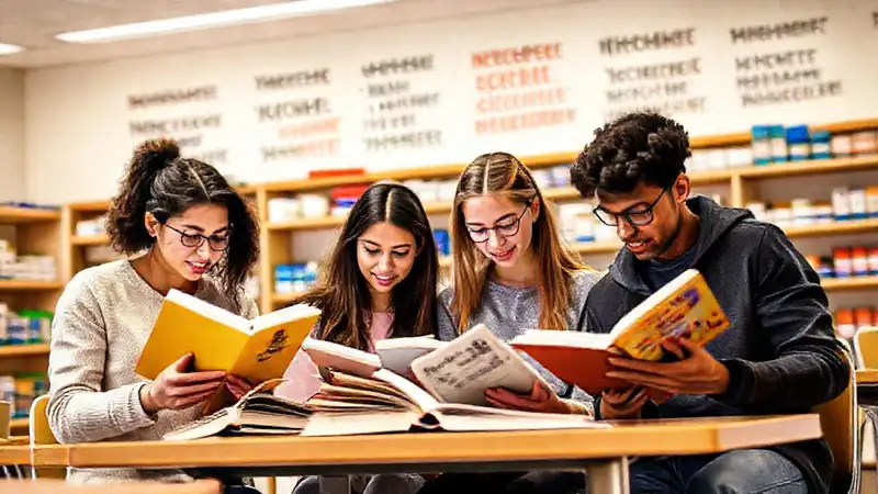 Estudiantes estudian en aula motivadora y organizada