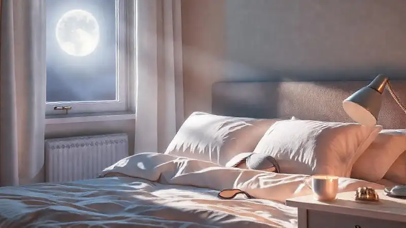 Dormitorio tranquilo con luz de luna y calma